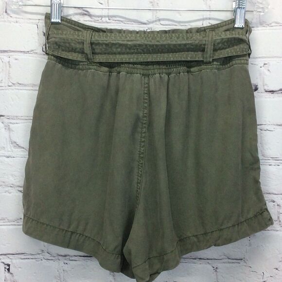 Abercrombie & Fitch Shorts Women's Size S Army Green Flowy 100% Lyocell Belted - Picture 5 of 9